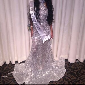 Elegant Silver Evening Gown